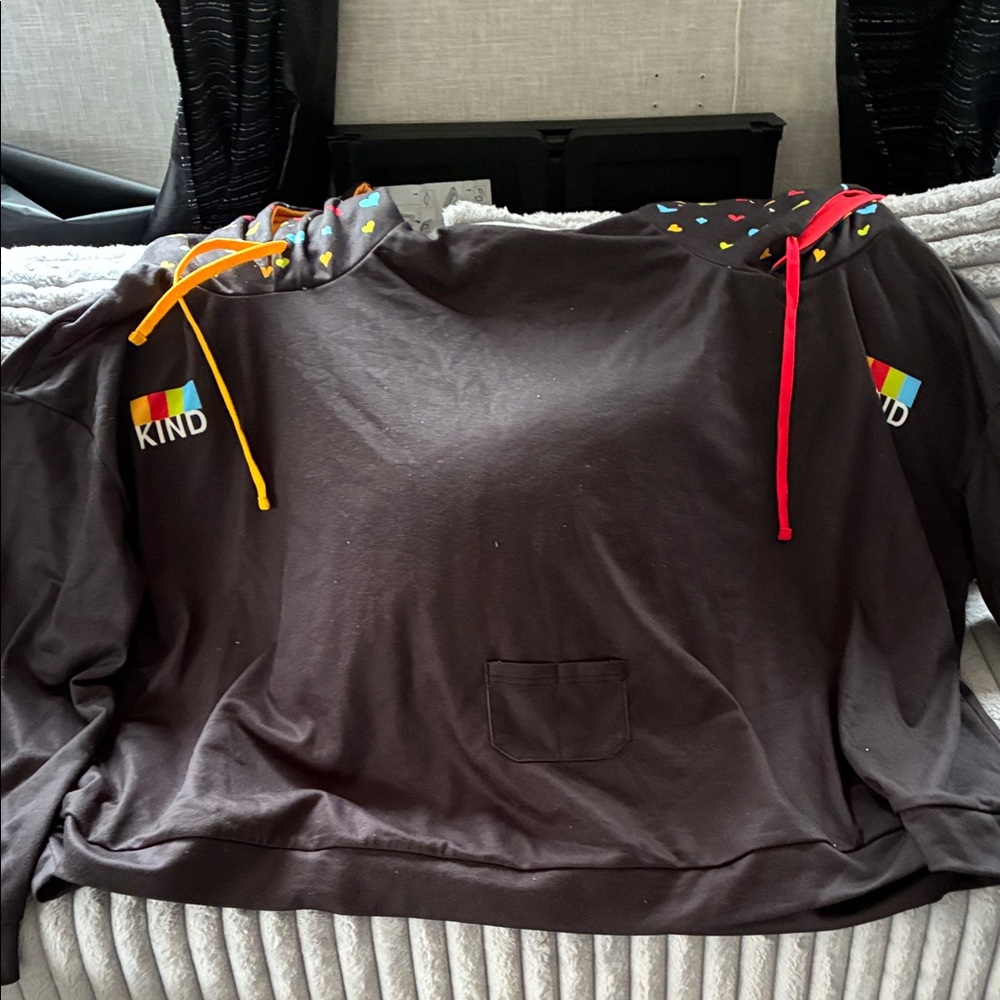 Kids Brown Hoodie with Rainbow Accents